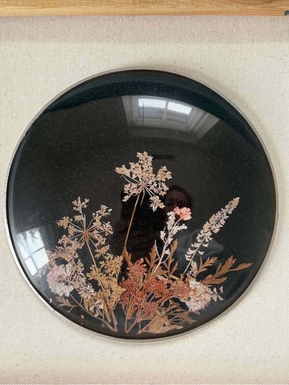 MCM Mid Century Modern Pressed Dried Wildflower Wall Plaque